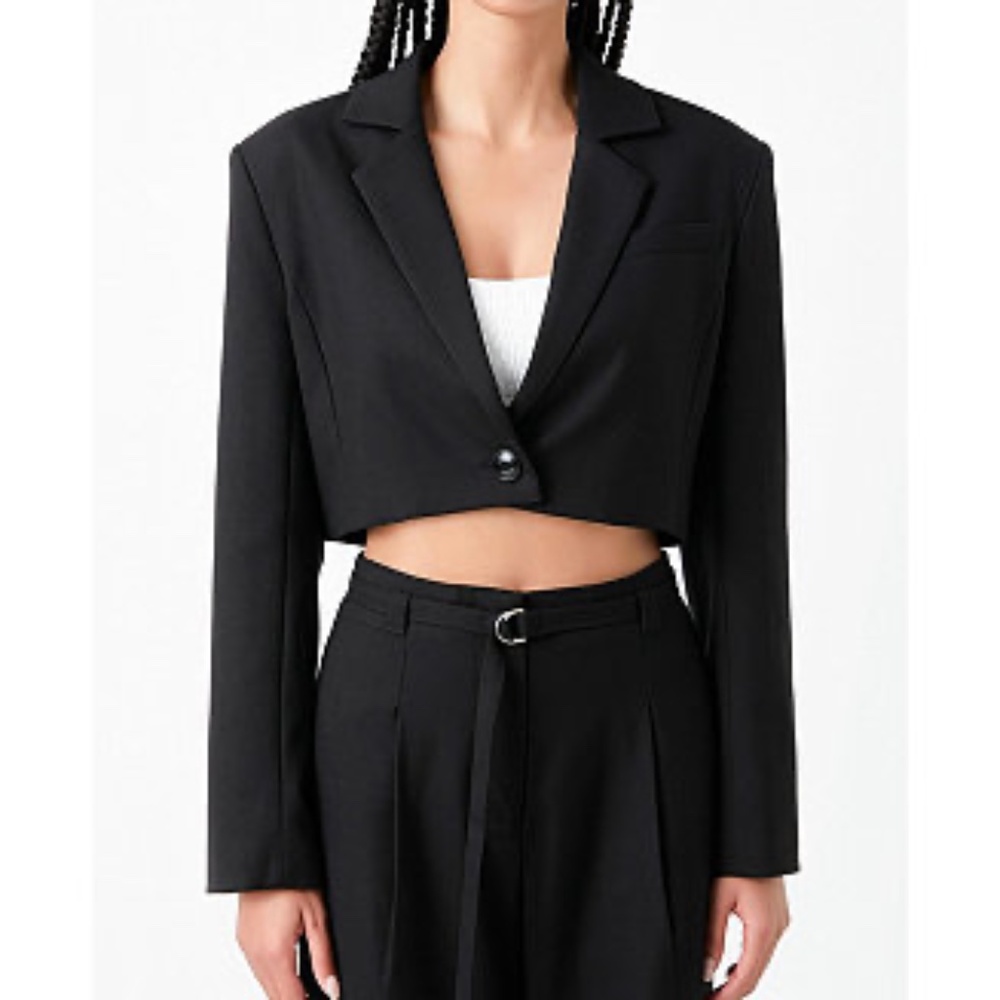 GREY LAB Black Cropped Blazer